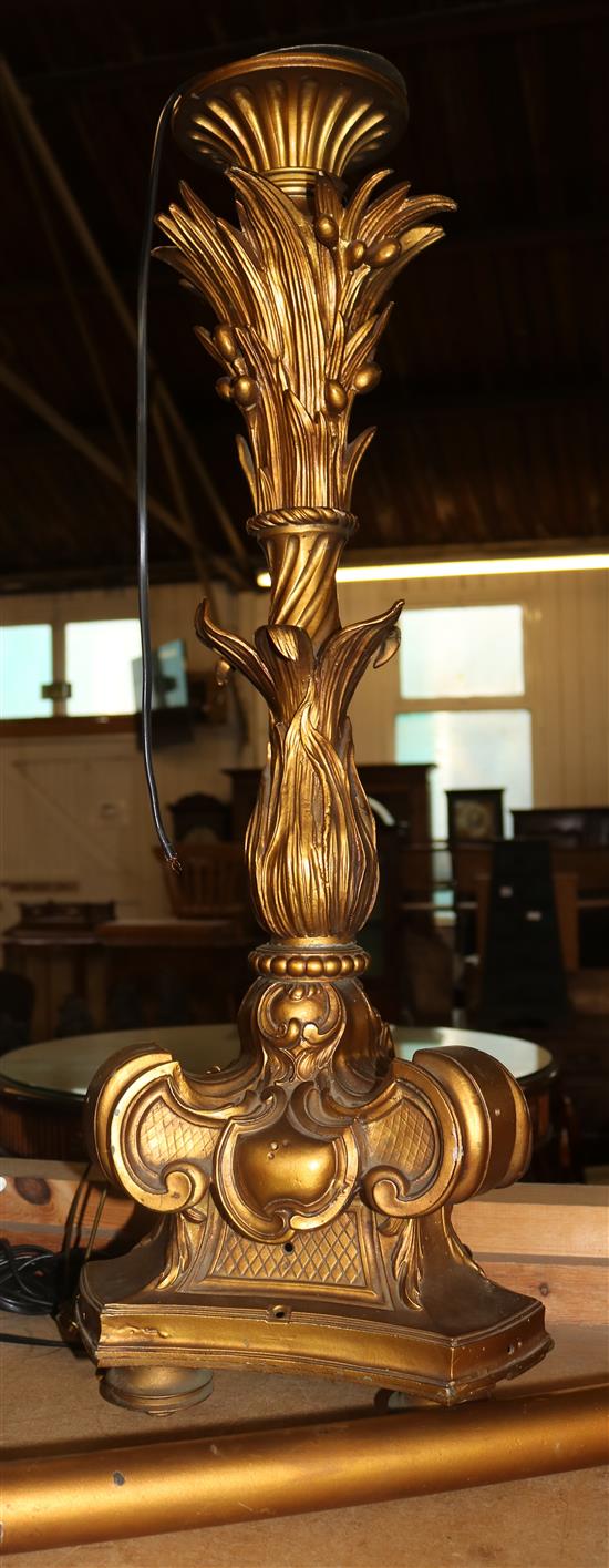 20th century gilt metal standard lamp(-)